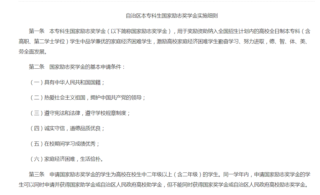 本专科生国家励志奖学金实施细则